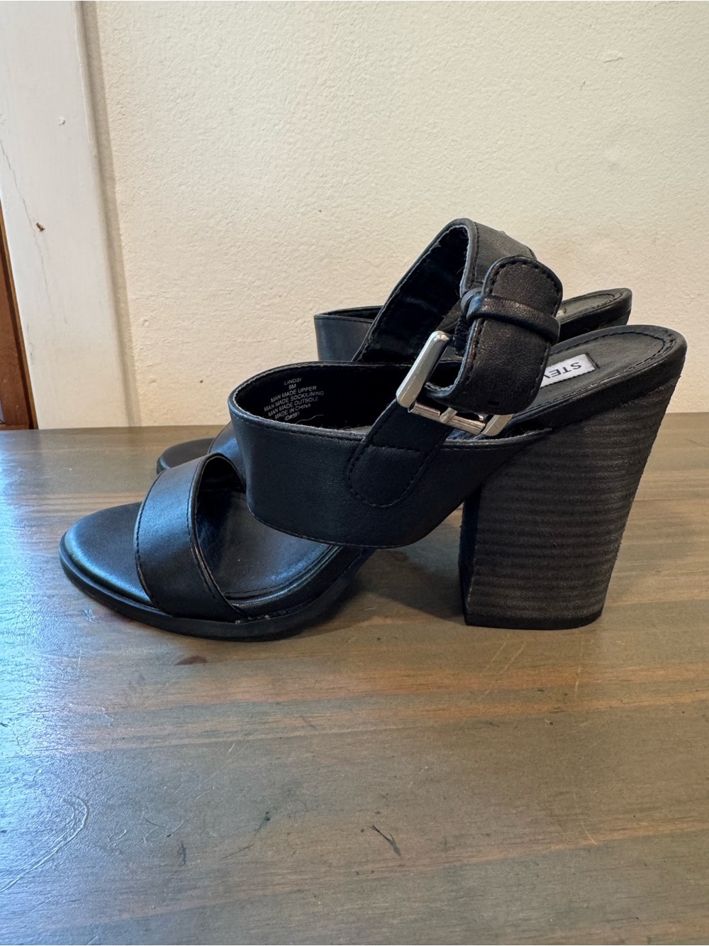 Steve Madden Black Strappy Block Heel Sandal